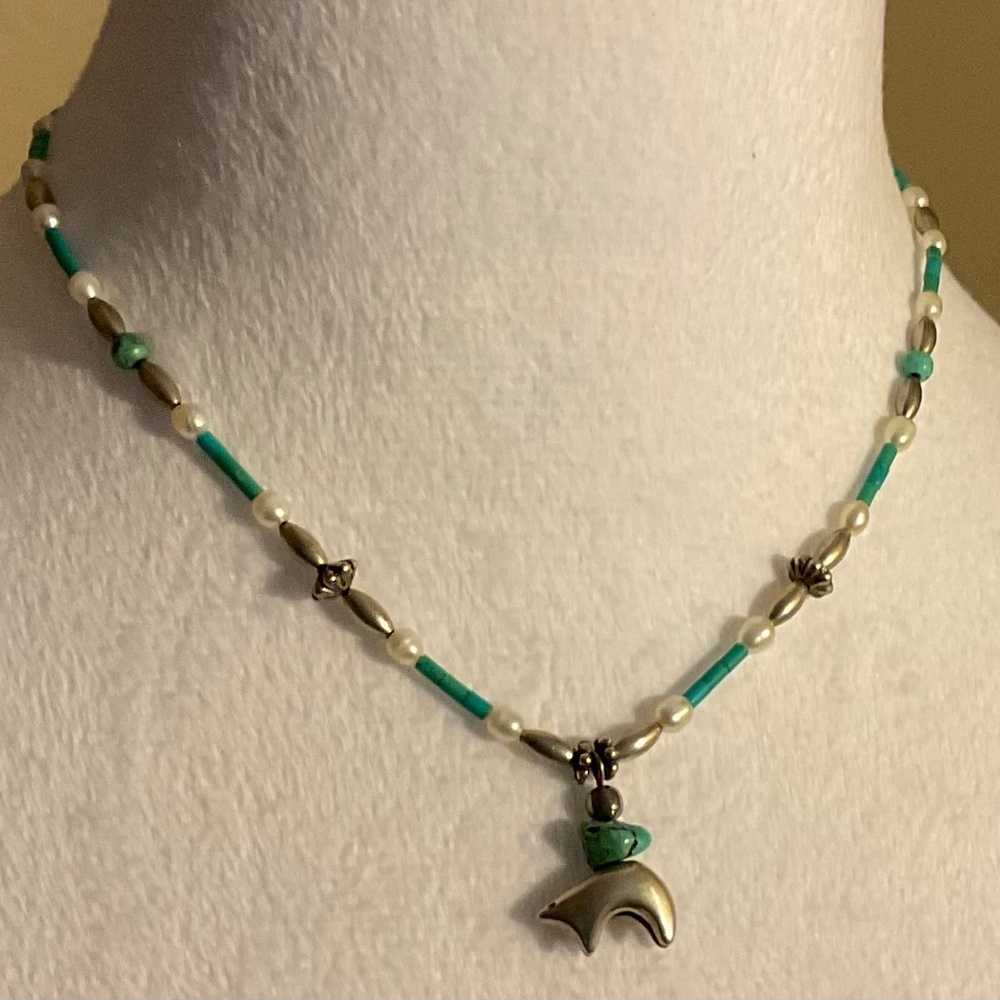 Southwest Style Handmade Sterling Silver and beaded Necklace